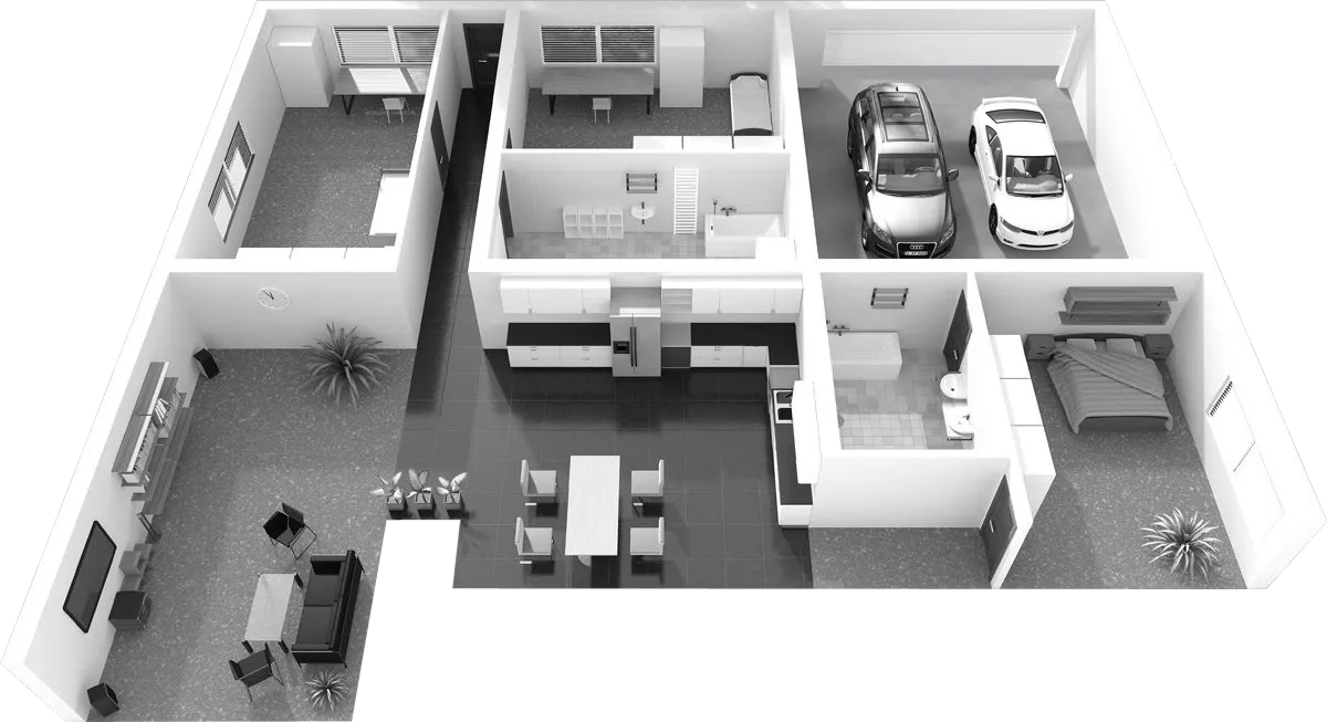 Illustration of a connected security system throughout a house
